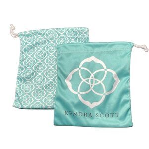 Lot of (2) Kendra Scott Jewelry turquoise Drawstring Bag Cloth Dust Polisher